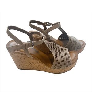 FRANCO SARTO Clinton2 Peep Toe Wedge Sandals - 7.5 - beige, tan - cork wedge‎
